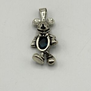 Disney Mickey Mouse 925 Stainless Silver Charm with Black Gem